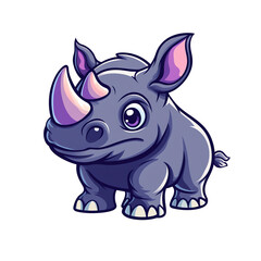 Fototapeta premium Adorable Baby Rhino Cartoon Illustration: Perfect for Children's Books, Clothing, and More!