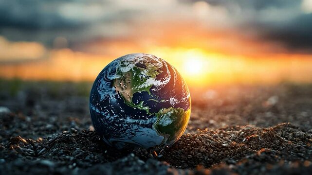 Earth globe sunset - Powered by Adobe