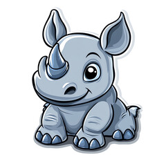 Fototapeta premium Adorable Baby Rhino Cartoon Illustration: Perfect for Children's Books, Clothing, and More!