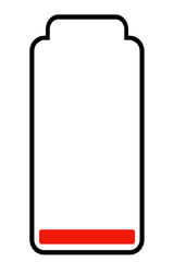 Low battery flat icon. Rechargeable battery icon isolated on transparent background. 