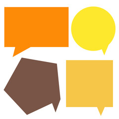 Collection of speech bubbles in yellow, orange and brown. Blank speech bubble isolated on transparent background. 