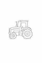 Obraz premium Simple line drawing of a tractor in minimalistic design 