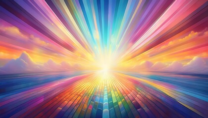 Obraz premium ethereal spectrum of light a captivating display of pastel colors and radiant beams creating a serene and dreamlike atmosphere