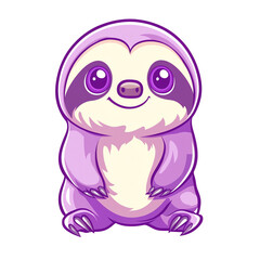 Obraz premium Adorable Purple Sloth Cartoon Illustration: Kawaii Animal Design for Kids, Clothing, and Websites
