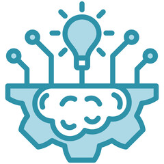 Machine Learning, mini illustration dual tone blue color icon, use for machine learning, education, technology industry, UI, UX kit, app and web development, digital or print.