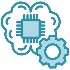 Deep Learning mini illustration dual tone blue color icon, use for machine learning, education, technology industry, UI, UX kit, app and web development, digital or print.