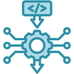 Inference mini illustration dual tone blue color icon, use for machine learning, education, technology industry, UI, UX kit, app and web development, digital or print.