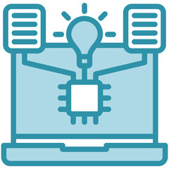 Intelligence mini illustration dual tone blue color icon, use for machine learning, education, technology industry, UI, UX kit, app and web development, digital or print.