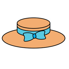 Simple cute summer straw hat with blue bow