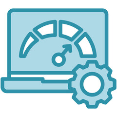 Performance mini illustration dual tone blue color icon, use for machine learning, education, technology industry, UI, UX kit, app and web development, digital or print.