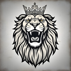 Obraz premium vintage mascot lion king logo
