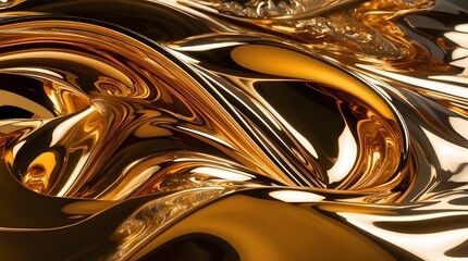 Golden Abstract Waves: Luxury Liquid Movement