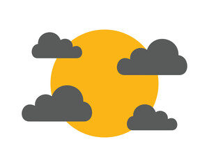 Sun with Clouds Icon Vector Overcast Weather Climate Forecast Symbol