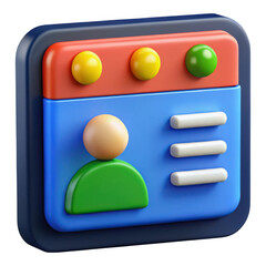 3d rendered user profile interface icon isolated on transparent background