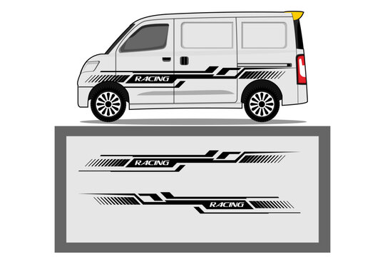 Abstract Car decal design vector. Graphic abstract stripe racing background kit designs for wrap vehicle, race car, rally, adventure and livery
