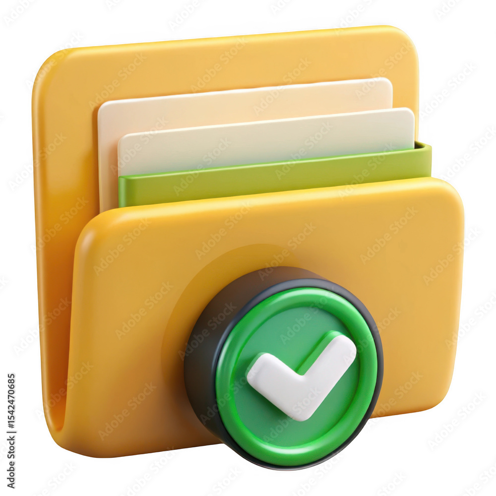 Poster 3d rendered completed file folder icon isolated on transparent background