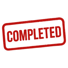 Red completed stamp with distressed rubber texture