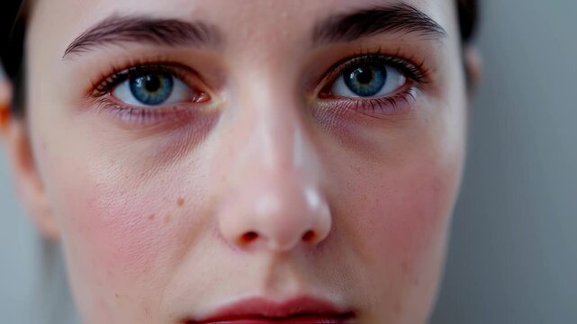 Intense eyes express emotions through thoughtful eye movement