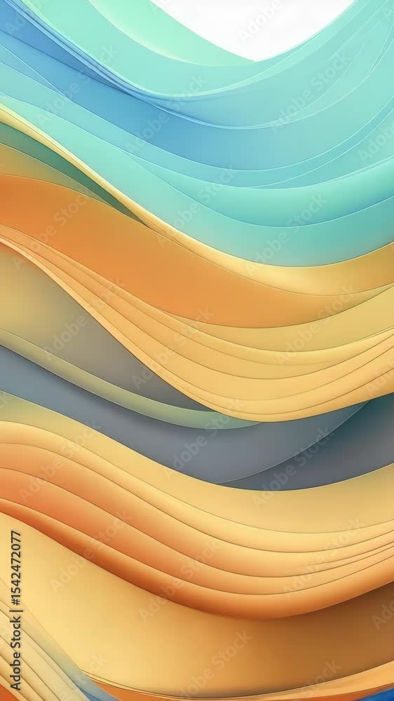 Poster abstract smooth flowing waves background with layered paper like texture in shades of purple, orange