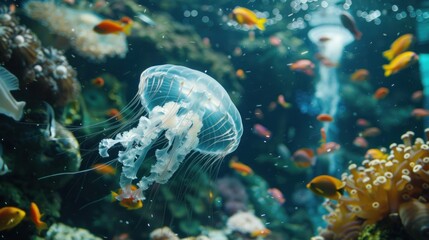 Jellyfish aquarium scene