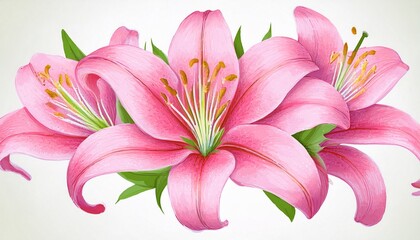 Fototapeta premium pink lily flower isolated watercolor illustration