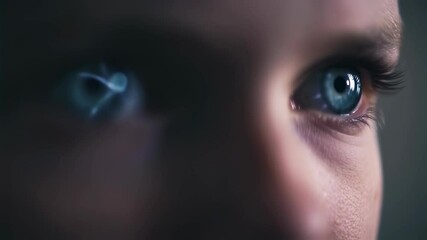 Intense closeup of eyes in captivating emotional moment with dynamic light reflections - Powered by Adobe