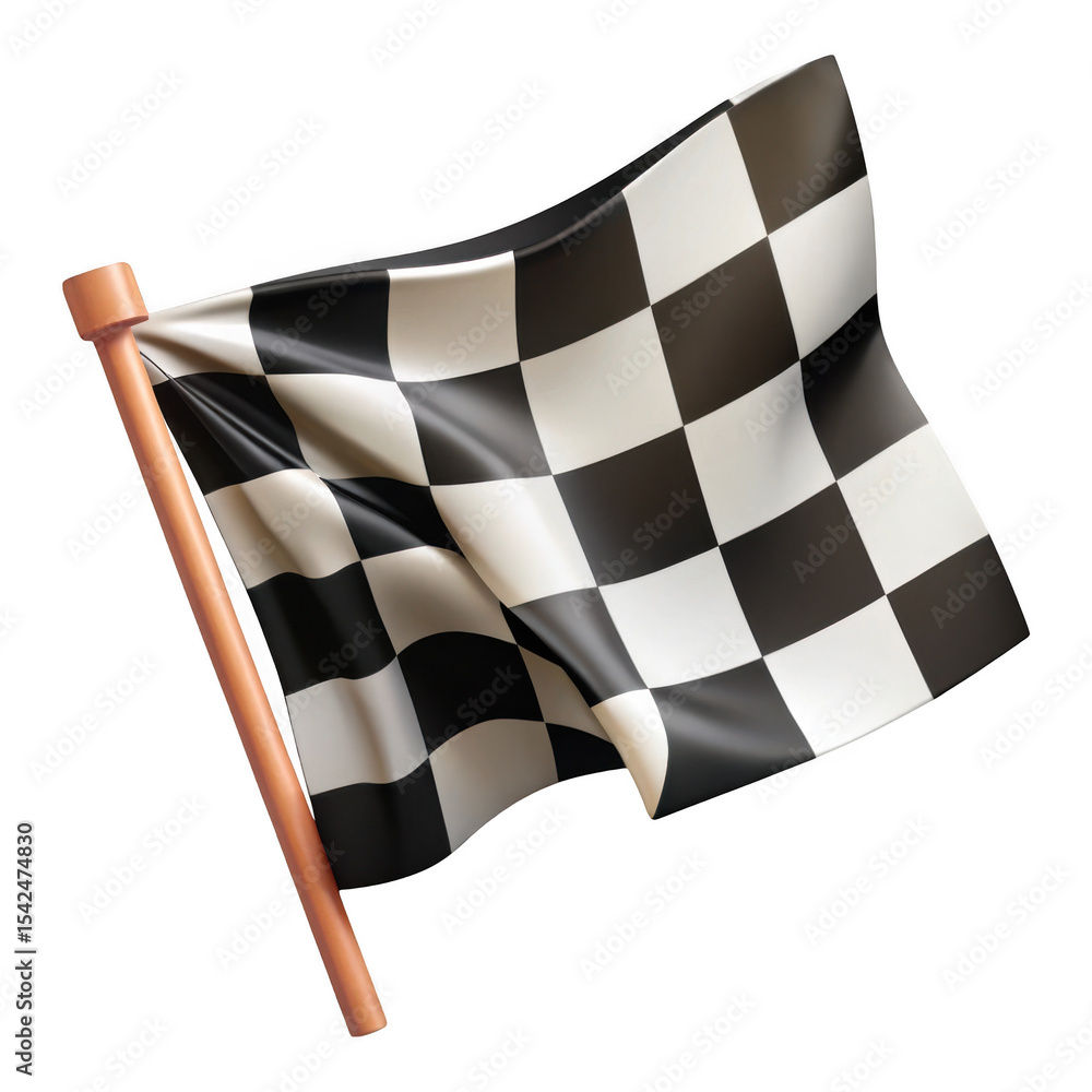 Poster 3d rendered checkered racing flag isolated on transparent background