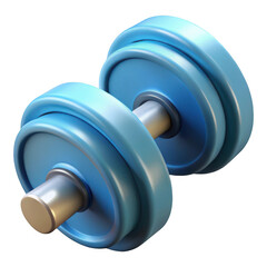 3d rendered light blue dumbbell isolated on transparent background