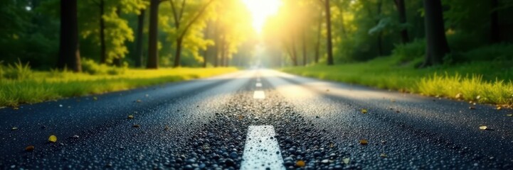 Fototapeta premium Deep black, freshly laid asphalt, panoramic view , seamless asphalt, background, asphalt road