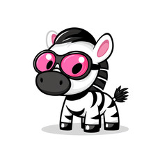 Cool Zebra Cartoon Character Wearing Pink Sunglasses and Black Outfit