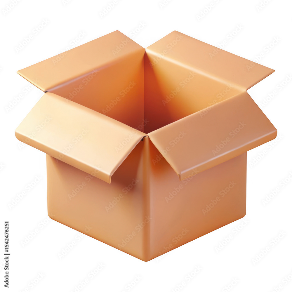 Poster 3d rendered open cardboard box isolated on transparent background