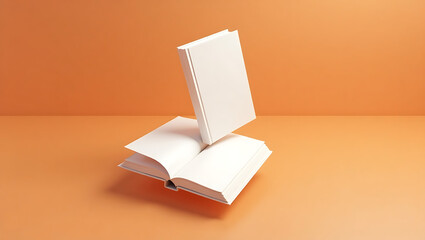 Orange floating hardcover book mockup