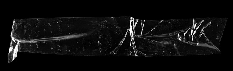  transparent adhesive tape isolated on black background, with clipping path