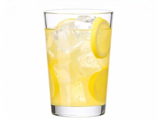 Refreshing Lemonade with Ice and Lemon Slices in a Glass