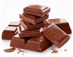 chocolate bar pieces hand cut on transparent