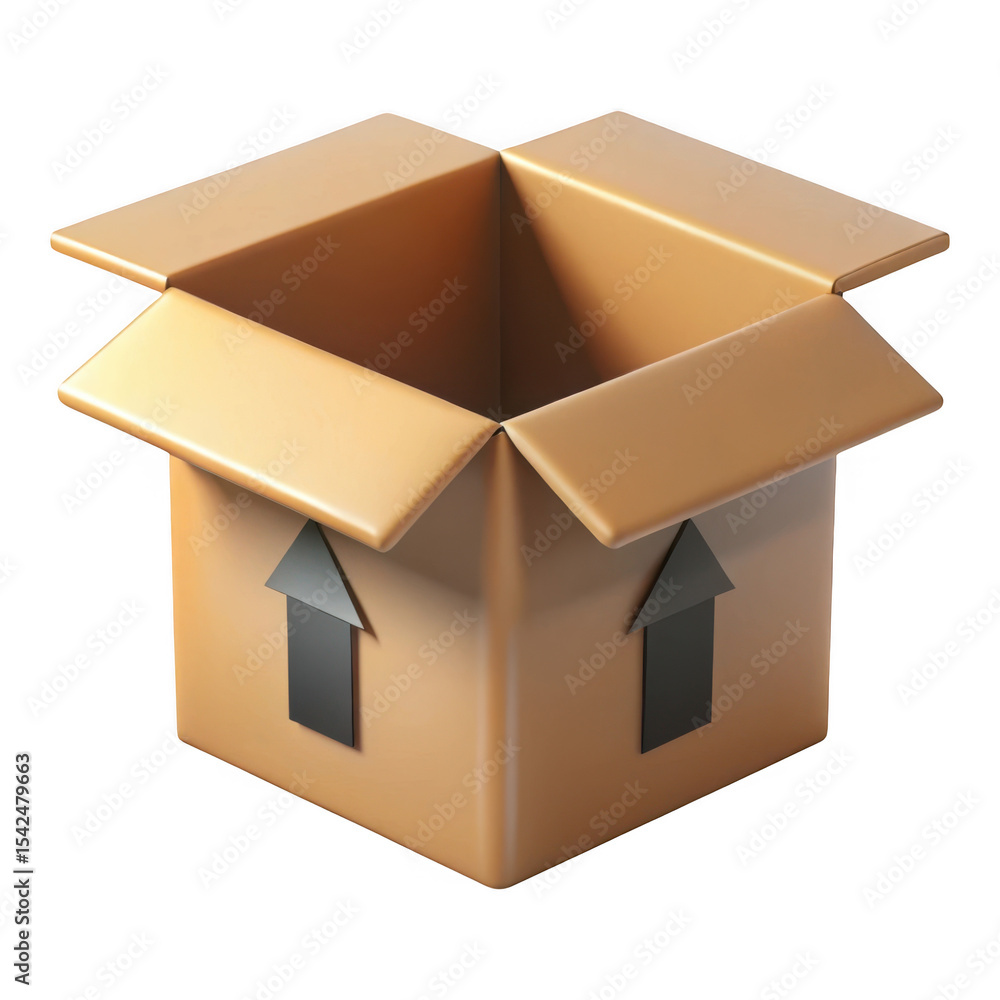 Poster 3d rendered open cardboard box isolated on transparent background