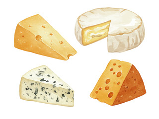 Vector watercolor cheese / 水彩テイストのチーズイラスト