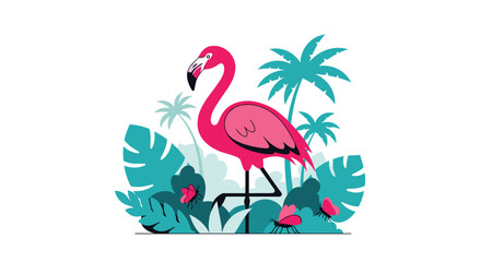 The Beautiful Flamingo in a Tropical Environment A Vibrant Picture Perfect Vacation Experience