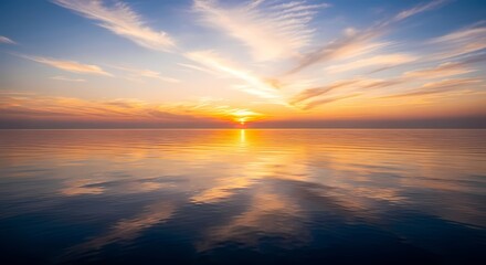 Golden Horizon: Serene Ocean Sunset for Inspiration and Tranquility