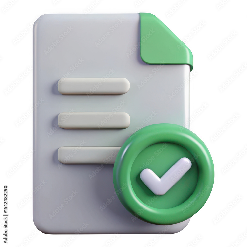 Poster 3d rendered approved document icon isolated on transparent background