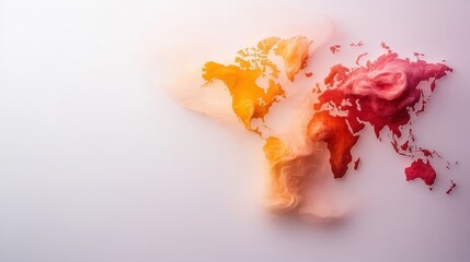 An artistic representation of the world map created with colorful smoke patterns, symbolizing the interconnectedness of cultures and the beauty of diversity across the globe.
