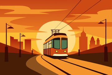 tram on the road