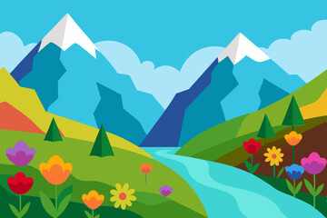 summer landscape with flowers