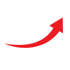 Bold Red Upward Curved Arrow - Growth, Progress, Navigation Icon