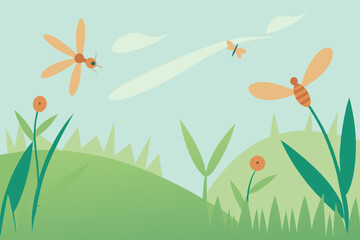 Bright spring meadow with colorful flowers and green grass, a beautiful illustration of nature's vibrant bloom