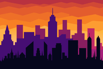 Obraz premium An urban Seattle city skyline silhouette vector illustration showcases iconic skyscraper architecture at sunset