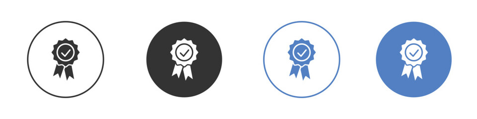 Accreditation icon collection for app in black and blue colors