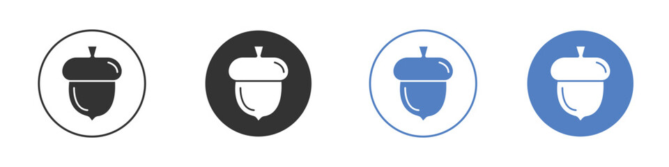 Acorn icon collection for app in black and blue colors
