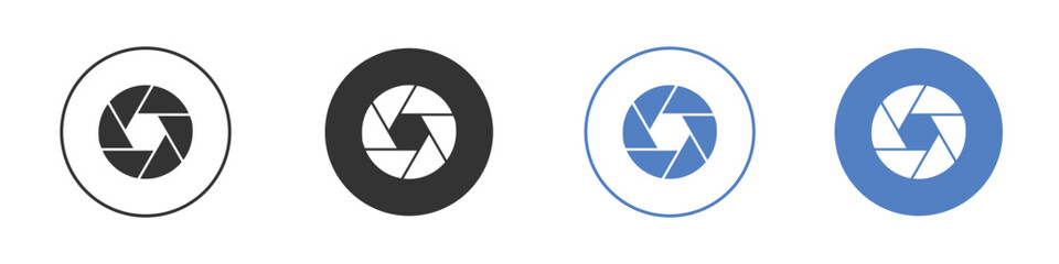 Aperture icon collection for app in black and blue colors