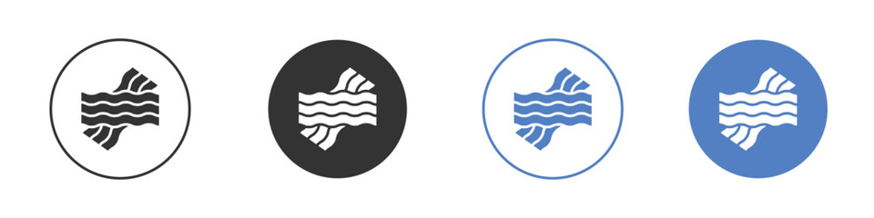 Bacon icon collection for app in black and blue colors